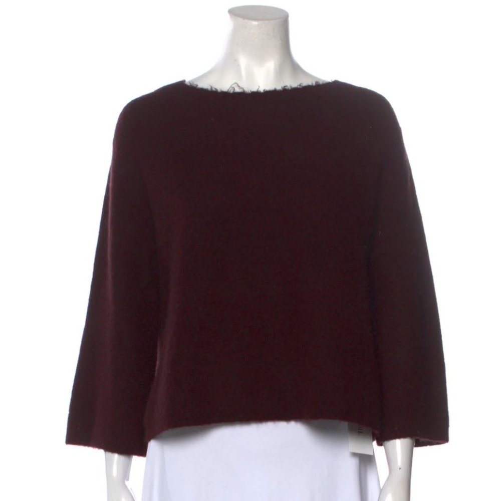 NWOT 3.1 Phillip Lim wool-yak blend boho sweater, burgundy, relaxed fit, XS/S
